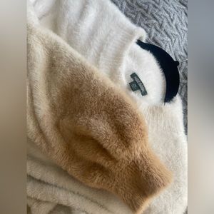 White and tan gradient soft fuzzy sweater. Wild fable.